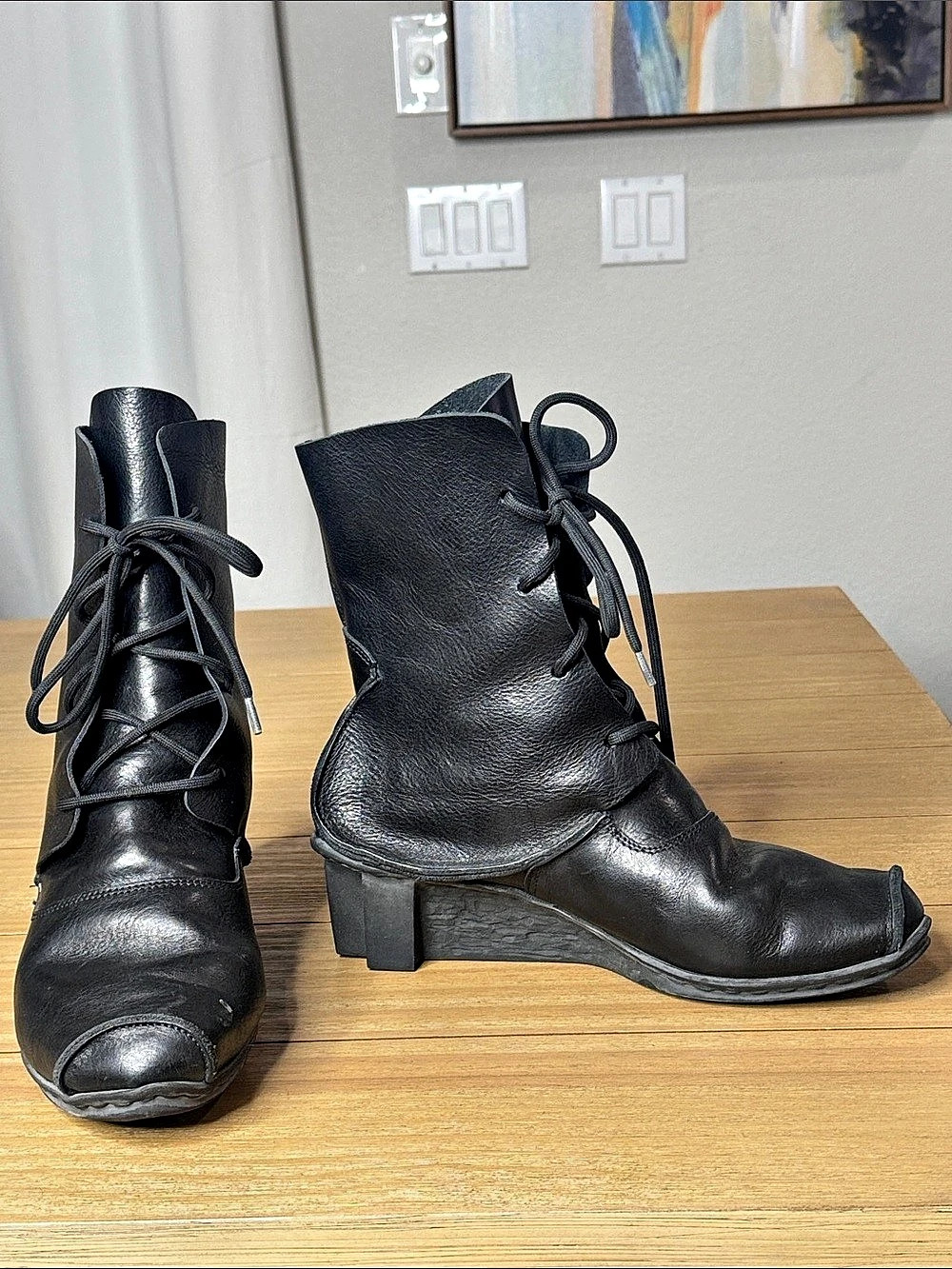 trippen Lace-Up Ankle Boots in Black EU 42